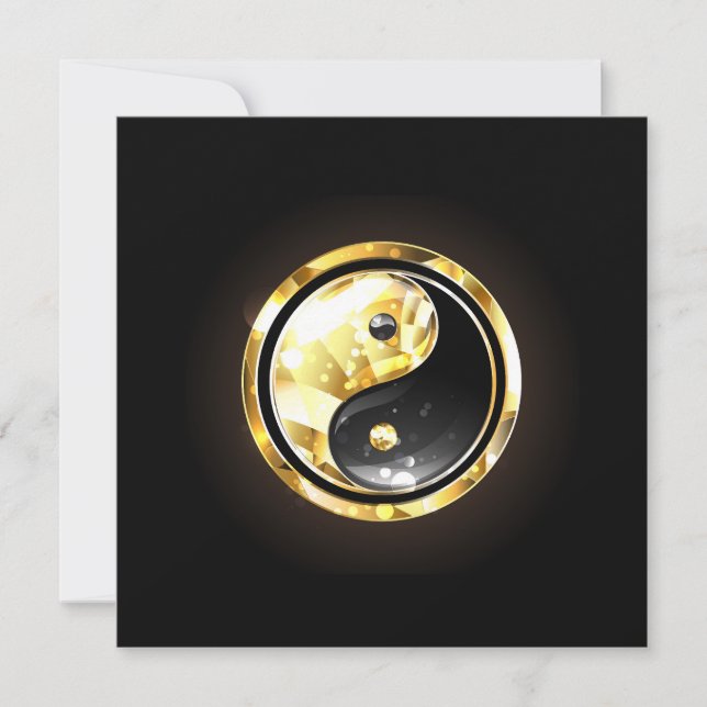 Gold Yin Yang auf schwarz Save The Date (Vorderseite)
