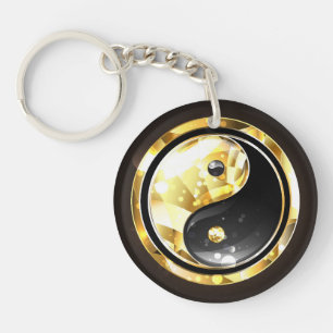 Gold Yin Yang auf schwarz Schlüsselanhänger