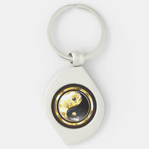 Gold Yin Yang auf schwarz Schlüsselanhänger