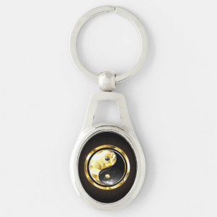 Gold Yin Yang auf schwarz Schlüsselanhänger