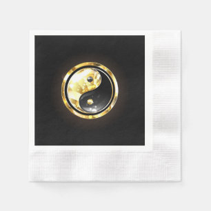 Gold Yin Yang auf schwarz Serviette