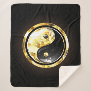 Gold Yin Yang auf schwarz Sherpadecke