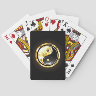 Gold Yin Yang auf schwarz Spielkarten
