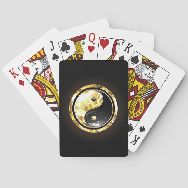 Gold Yin Yang auf schwarz Spielkarten (Rückseite)