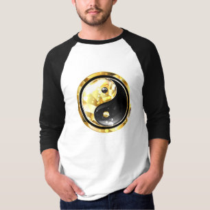 Gold Yin Yang auf schwarz T-Shirt