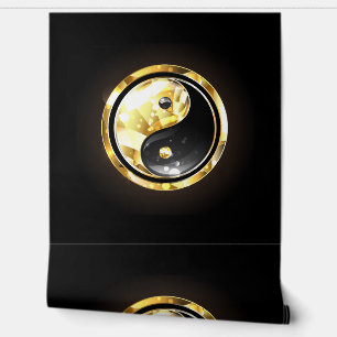 Gold Yin Yang auf Schwarz Tapete