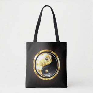 Gold Yin Yang auf Schwarz Tasche