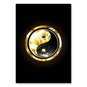 Gold Yin Yang auf schwarz Tischnummer