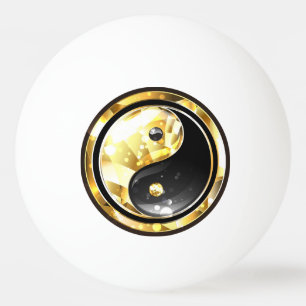 Gold Yin Yang auf schwarz Tischtennisball