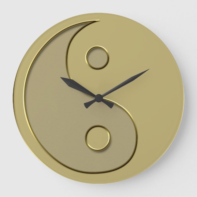 gold yin yang große wanduhr (Vorderseite)
