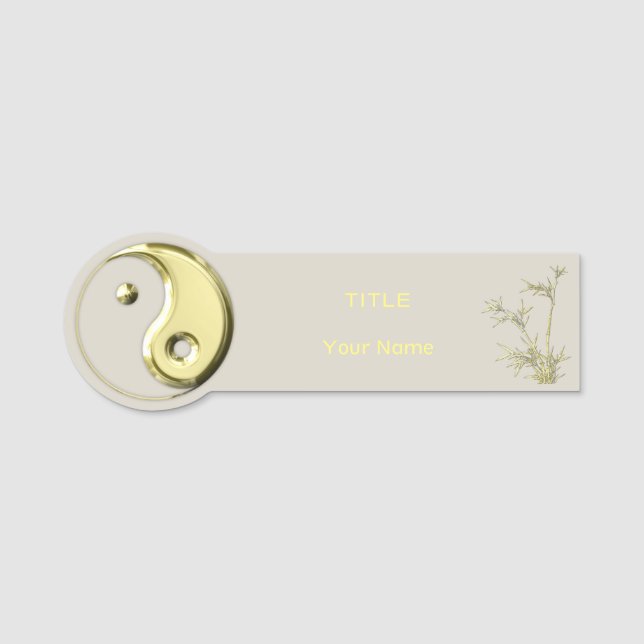 Gold Yin Yang Namensschild (Vorderseite)