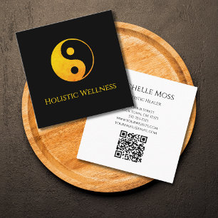Gold Yin Yang Symbol Holistischer Heiler QR-Code Quadratische Visitenkarte