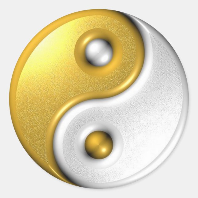 Gold Ying Yang Runder Aufkleber (Vorderseite)