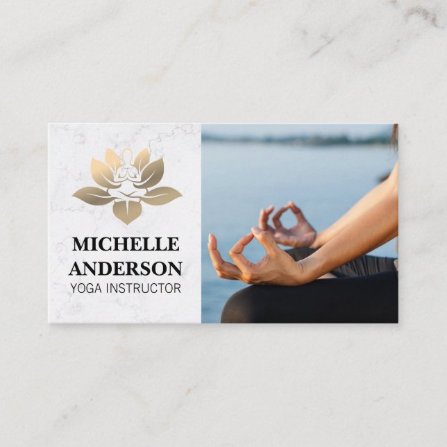 Gold-Yoga-Logo | Sitting Meditation Visitenkarte (Vorderseite)
