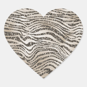 Gold Zebra Glitzy Glam Sparkle Glitzer Herz-Aufkleber