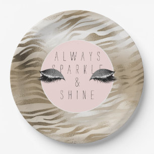 Gold Zebra Glitzy Silver Sparky Augen Pappteller