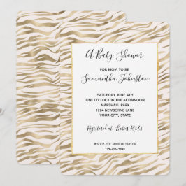 Gold Zebra Print Baby Dusche Einladung