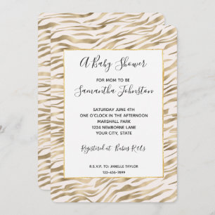 Gold Zebra Print Baby Dusche Einladung