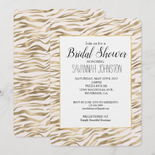 Gold Zebra Print Brautparty Einladung