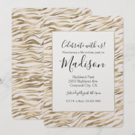 Gold Zebra Print Glitz Geburtstag Einladung