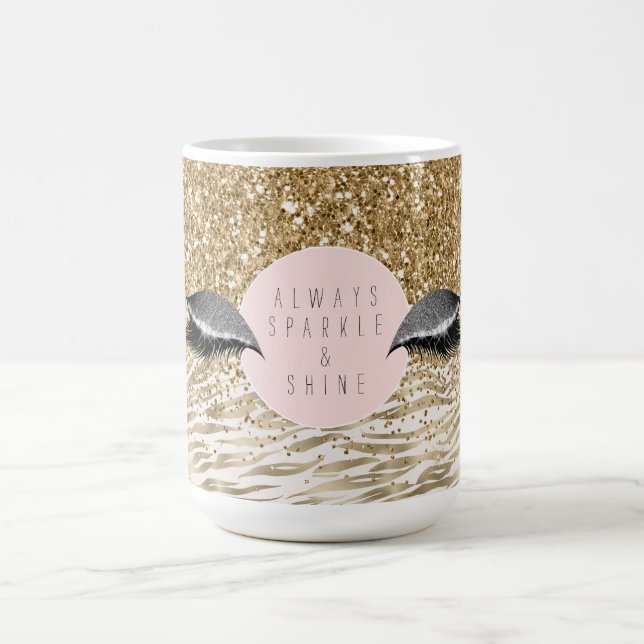 Gold Zebra Print Glitzy Eyes Kaffeetasse (Mittel)