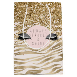 Gold Zebra Print Glitzy Eyes Mittlere Geschenktüte