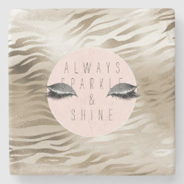 Gold Zebra Print Glitzy Silver Sparky Augen Steinuntersetzer