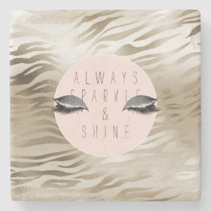 Gold Zebra Print Glitzy Silver Sparky Augen Steinuntersetzer