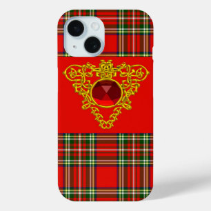 GOLD ZELLTIKHERZ, RUBY, ROT GRÜNE SCOTTISH TARTAN Case-Mate iPhone HÜLLE