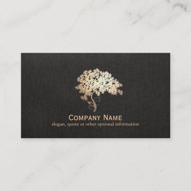 Gold Zen Tree Holistic and Natural Health Logo Visitenkarte (Vorderseite)