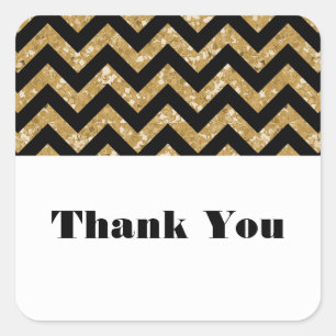 Gold Zickzack Glitzer Danke Stickers