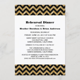 Gold Zickzack Glitzer Probe Dinner Einladung