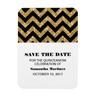 Gold Zickzack Glitzer Quinceañera Magnet