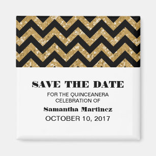 Gold Zickzack Glitzer Quinceañera Magnet