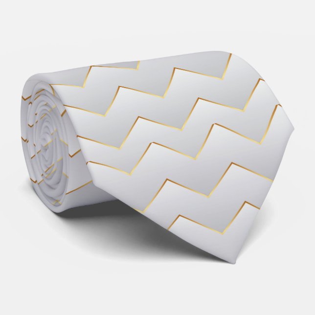 Gold Zig Zag Chevron Krawatte (Gerollt)