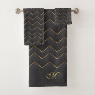 Gold Zig Zag Zickzack Muster Badhandtuch Set