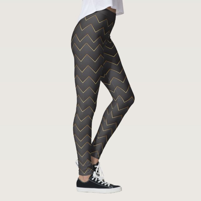 Gold Zig Zag Zickzack Muster Leggings (Rechts)