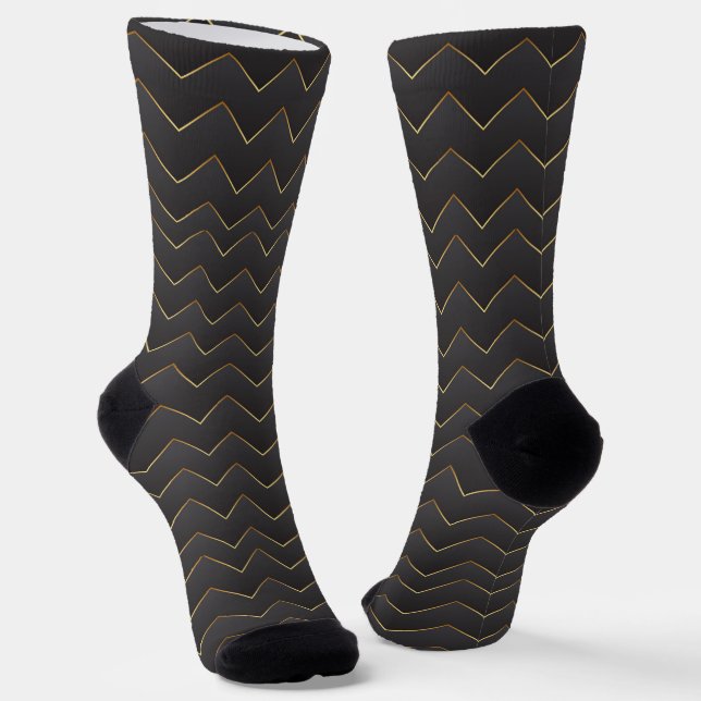 Gold Zig Zag Zickzack Muster Socken (Gewinkelt)