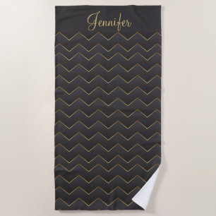 Gold Zig Zag Zickzack Muster Strandtuch