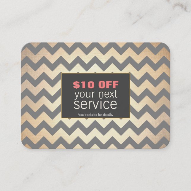 Gold Zig Zags Salon de cheveux et coupon de remise (Devant)