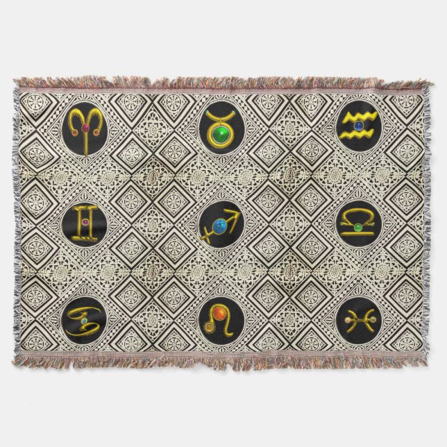 GOLD ZODIAC BIRTHDAY JEWELS,GEMSTONES,ASTROLOGIE DECKE (Vorderseite)