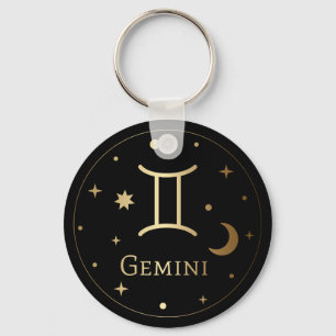 Gold Zodiac Sign/Gemini Schlüsselanhänger