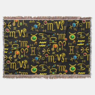 GOLD ZODIAC SIGN JEWELS,GEMSTONES,ASTROLOGIE DECKE
