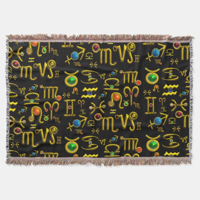 GOLD ZODIAC SIGN JEWELS,GEMSTONES,ASTROLOGIE DECKE (Vorderseite)