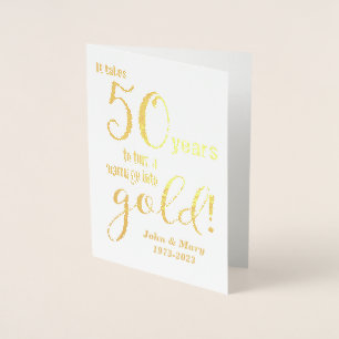 Gold zum 50. Jahrestag der Hochzeit Folienkarte