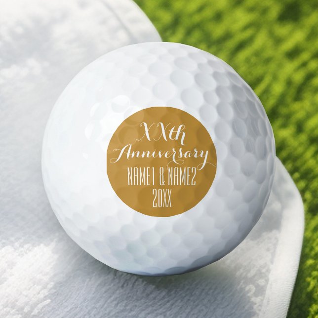 Gold zum 50. oder anderen Hochzeitstag Golfball (Personalized Golf Ball - Add Your Monogram for a Wedding Anniversary Favor)