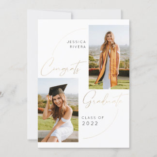 Gold Zwei Fotos Glückwunsch Abschluss Class of 202 Ankündigung