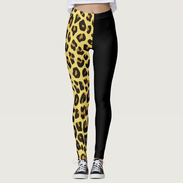 Gold zwei Tonniedliche Cheetah-Drucke Leggings (Vorderseite)