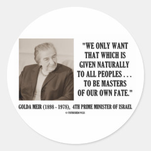 Golda Meir, zum Meister unseres eigenen Runder Aufkleber