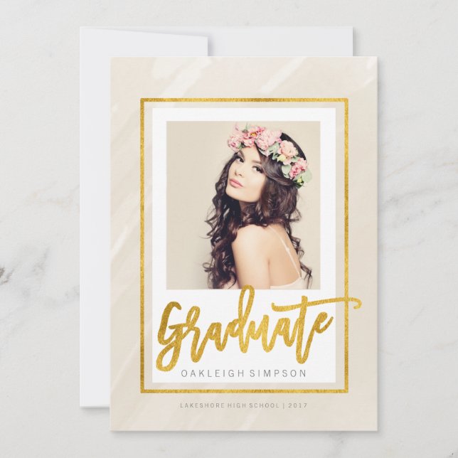 Goldabschluss | Ankündigung von Beige Watercolor (Vorderseite)